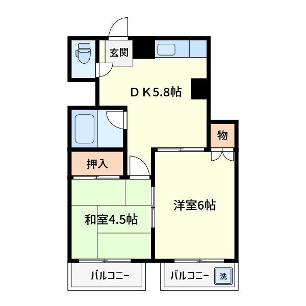第一和光ビル(2DK/8階)の間取り写真