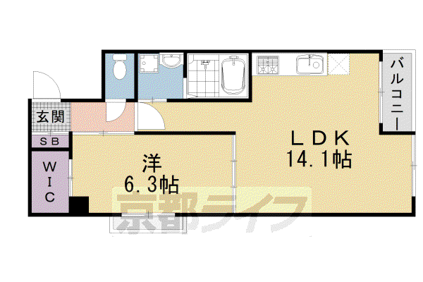 パレ朱雀門(1LDK/2階)の間取り写真