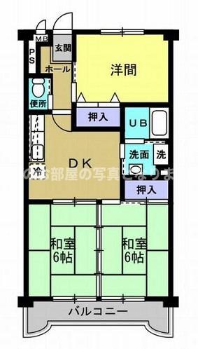コンフォール高蔵寺(3DK/1階)の間取り写真