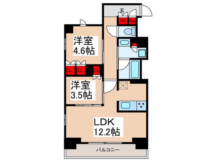 ワンルーフレジデンス西日暮里(2LDK/13階)の間取り写真