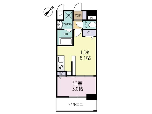 エルグランド東比恵(1LDK/1階)の間取り写真