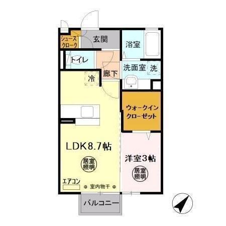 サニーテラス(1LDK/2階)の間取り写真