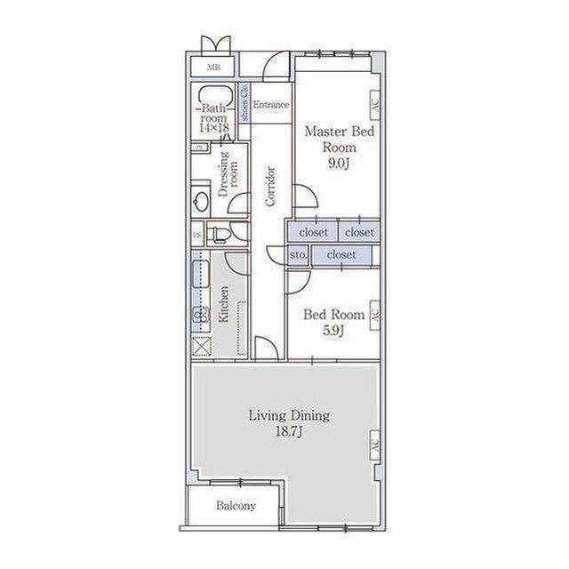 アーバンコート市ヶ谷 部屋番号304(2LDK/3階)の間取り写真