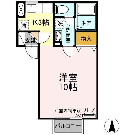 ボナージュ・ポム(1K/2階)の間取り写真