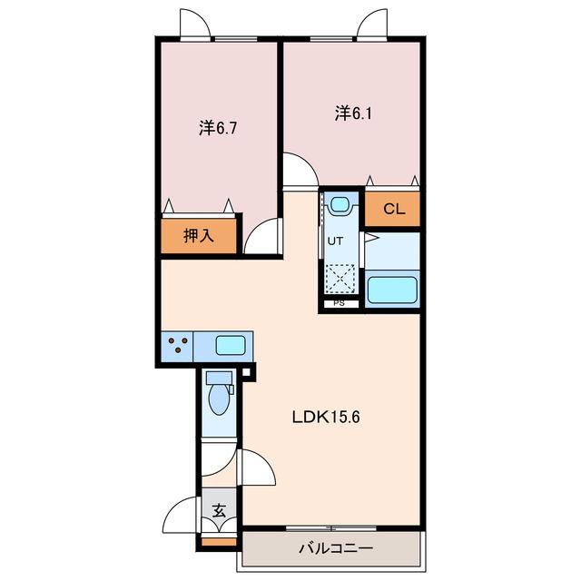 ROOT(2LDK/1階)の間取り写真