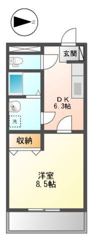 タケダビルII(1DK/4階)の間取り写真