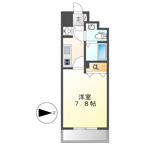 リベール名駅南(1K/9階)の間取り写真