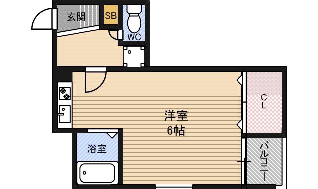コーポ三原2(ワンルーム/3階)の間取り写真
