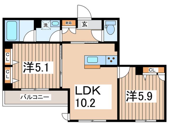 QUALISTA TANA(2LDK/1階)の間取り写真