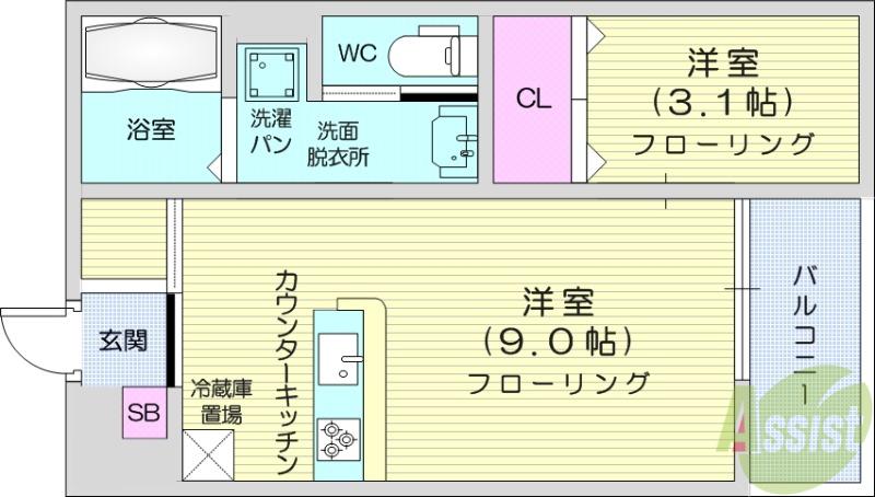 サテライト青葉(1LDK/1階)の間取り写真