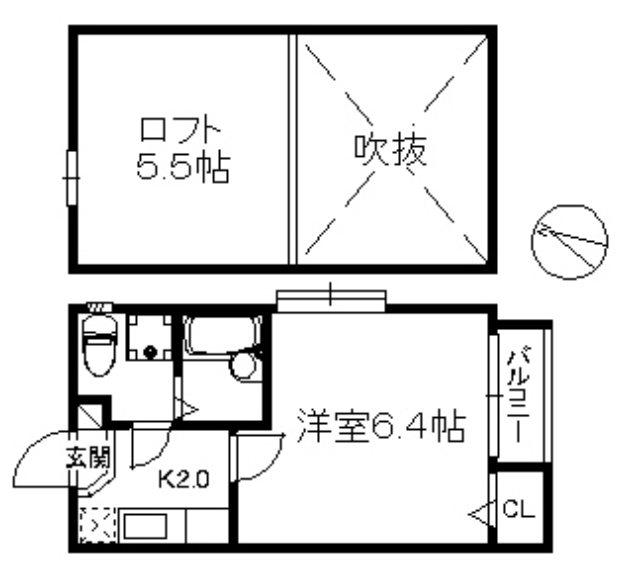 パレット六本松(1K/1階)の間取り写真