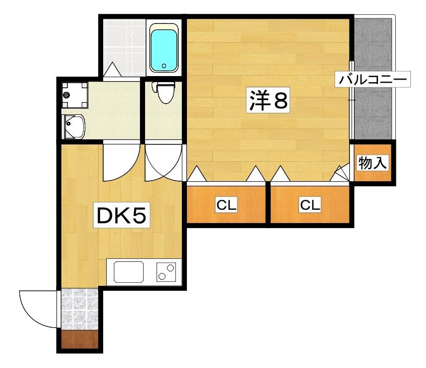 グランドソレイユ香里園(1K/2階)の間取り写真