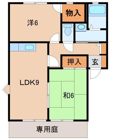 グリーンフル紀の川(2LDK/1階)の間取り写真