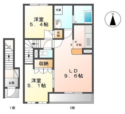 利便性良好の好立地物件(2LDK/2階)の間取り写真