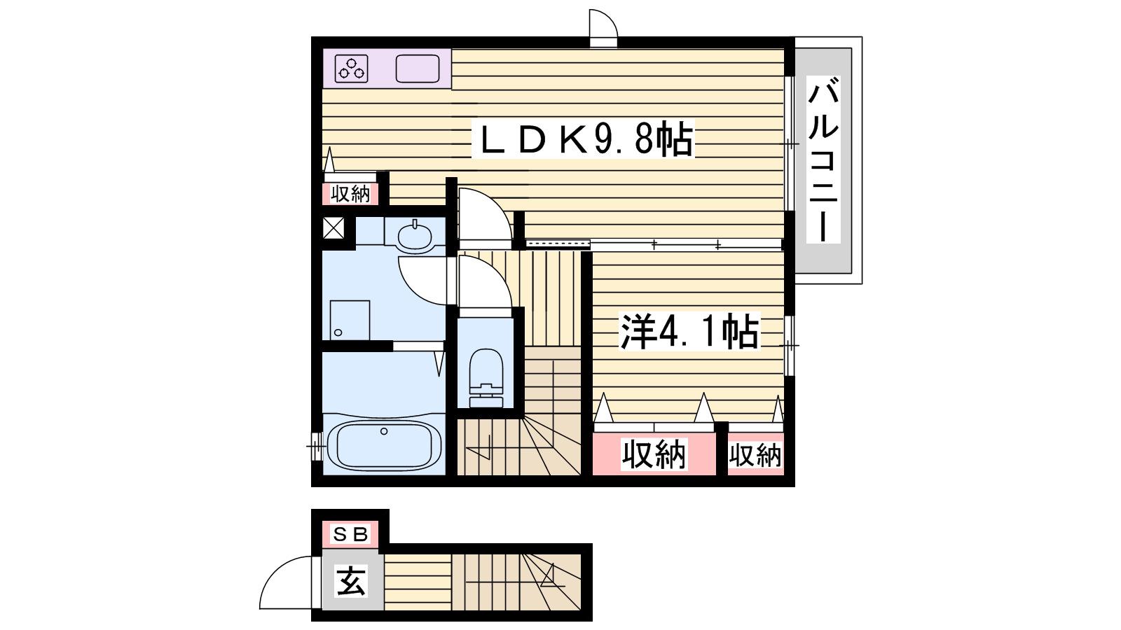 ラ・ペルーズ緑ヶ丘(1LDK/2階)の間取り写真