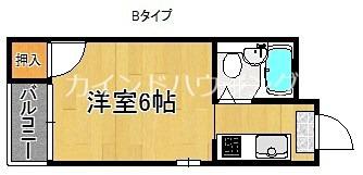 ハイツ加賀屋(1K/4階)の間取り写真