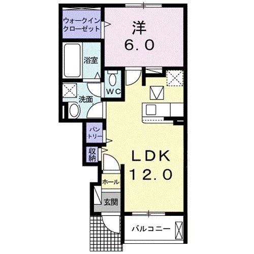 チャプター(1LDK/1階)の間取り写真