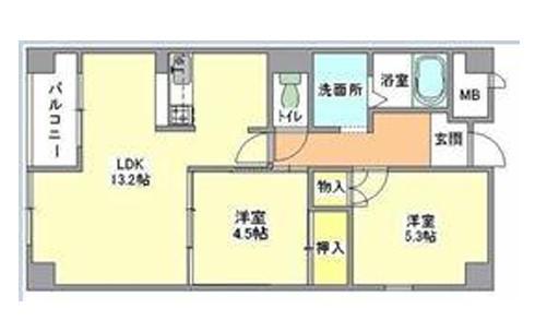 セントポーリアII(2LDK/2階)の間取り写真