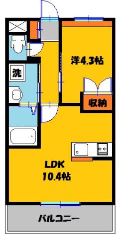 イーストヒルズ宿郷(1LDK/4階)の間取り写真