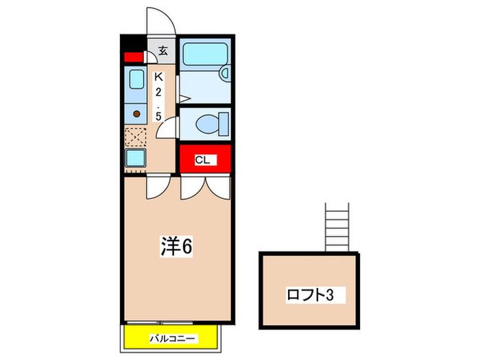 CASABUENA(1K/2階)の間取り写真