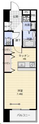 アークデュオ仙台苦竹(ワンルーム/1階)の間取り写真