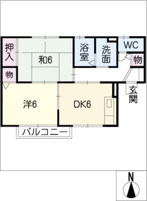 ジュセル高見(2DK/1階)の間取り写真
