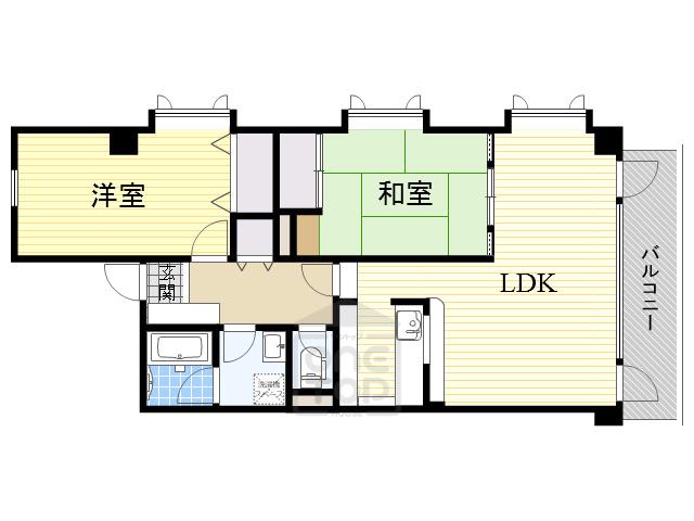 上野東リバーサイド(2LDK/2階)の間取り写真