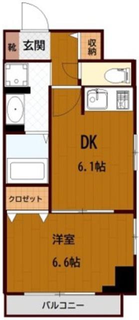 パレス小岩アネスタージュ(1DK/8階)の間取り写真
