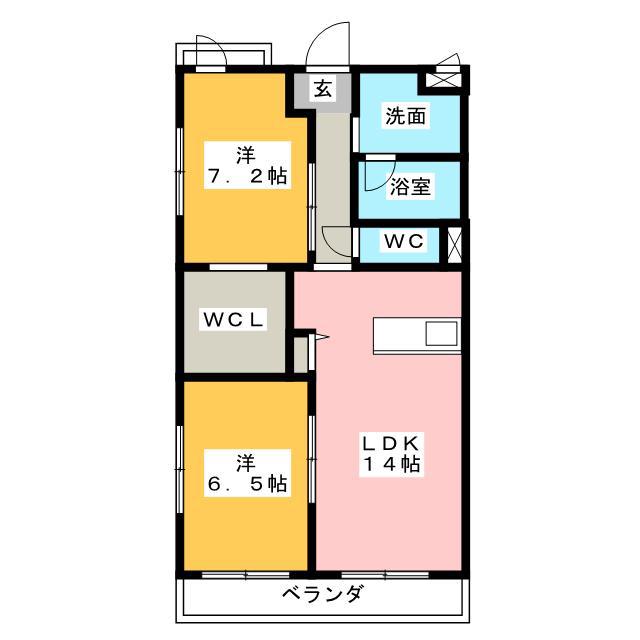 CLARINS(2LDK/4階)の間取り写真