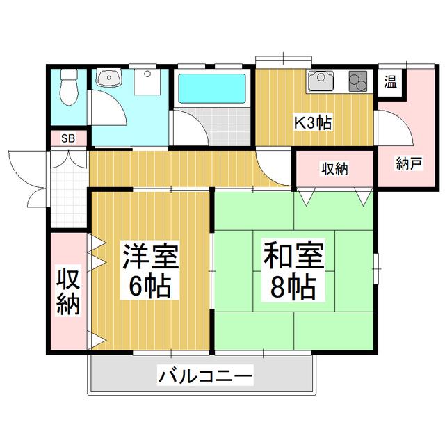 奥原アパート(2K/2階)の間取り写真
