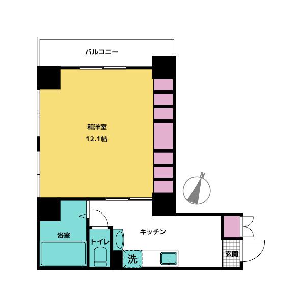 ワコー人形町マンション(1K/2階)の間取り写真
