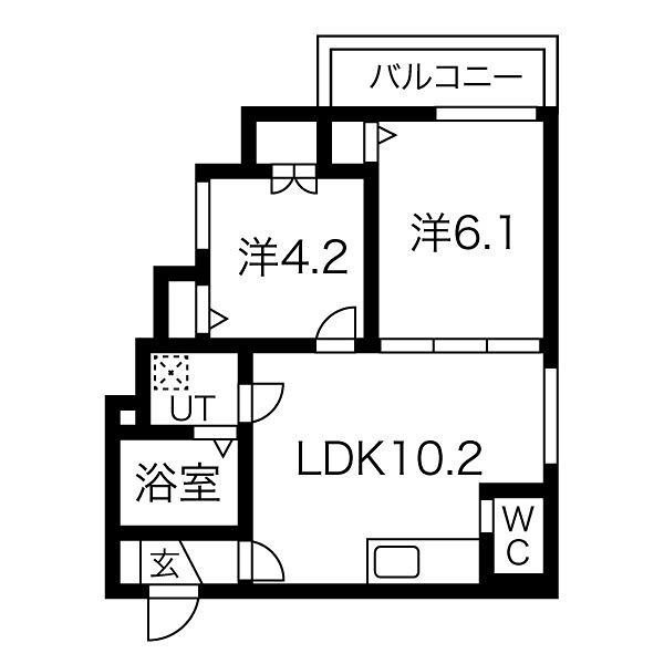 F ASECIA LAUD(2LDK/2階)の間取り写真