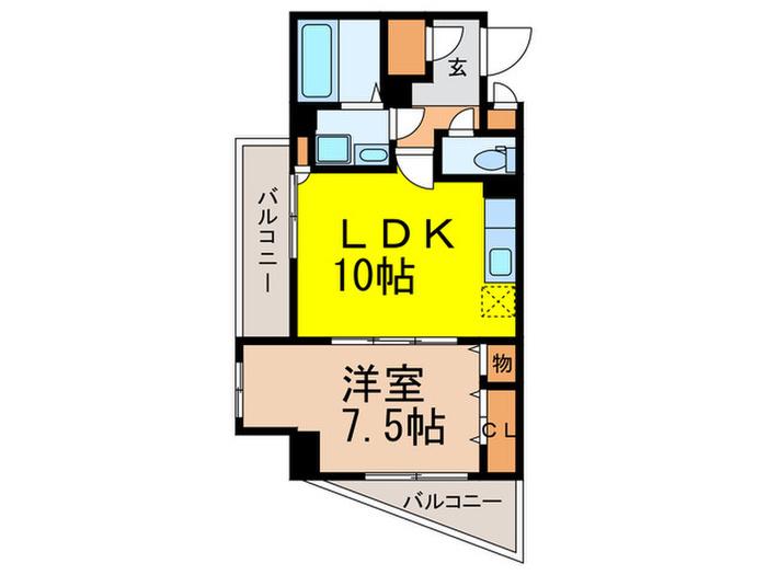 LIBERTIES SAGA.I(1LDK/4階)の間取り写真