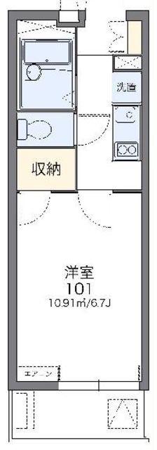レオパレスアズール新都心(1K/2階)の間取り写真