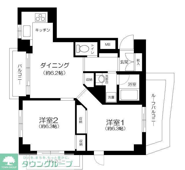 ステージファースト幡ヶ谷(2DK/5階)の間取り写真
