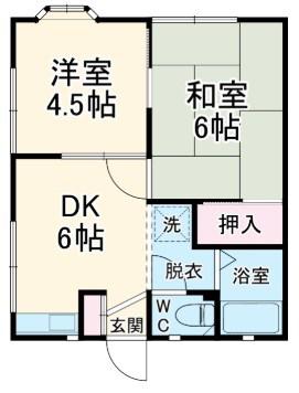 ベイウィンドハウス(2DK/2階)の間取り写真