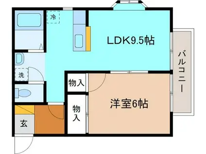 クリスティーヌ24(1LDK/2階)の間取り写真