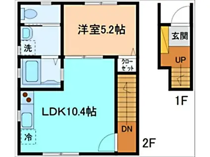ラフェリオA棟(1LDK/2階)の間取り写真