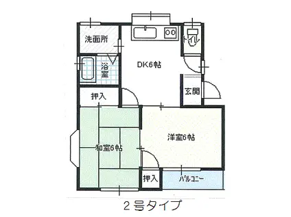 HILLS佐和B(2DK/1階)の間取り写真