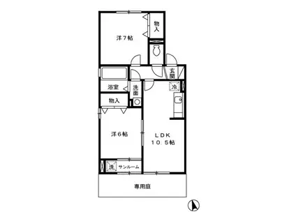 リビングタウン金沢弐番館 A105(2LDK/1階)の間取り写真
