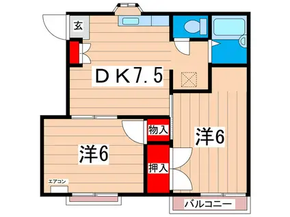 ファミールメゾン(2DK/2階)の間取り写真