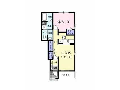 コモディダC(1LDK/1階)の間取り写真