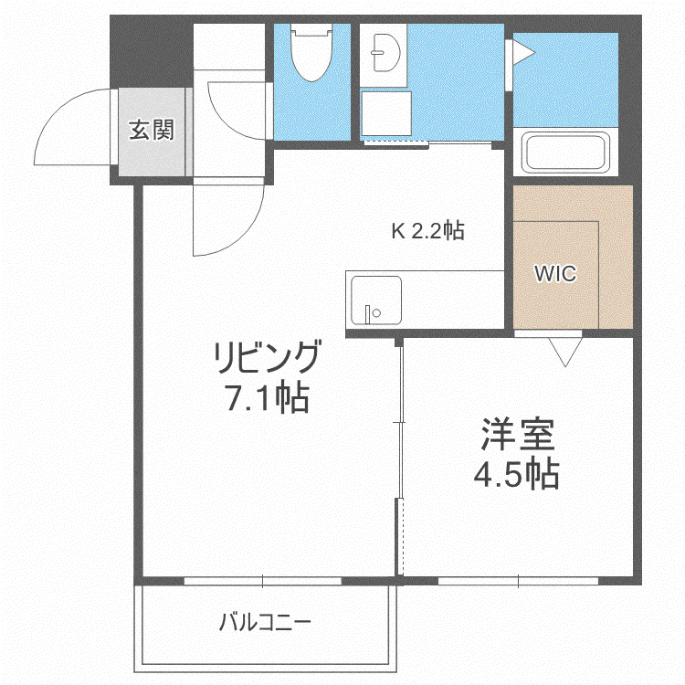 エヴァ琴似(1LDK/4階)の間取り写真