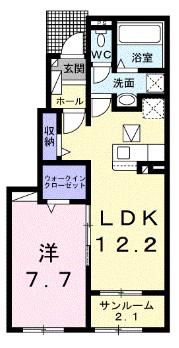 ミオ・セレーノ(1LDK/1階)の間取り写真