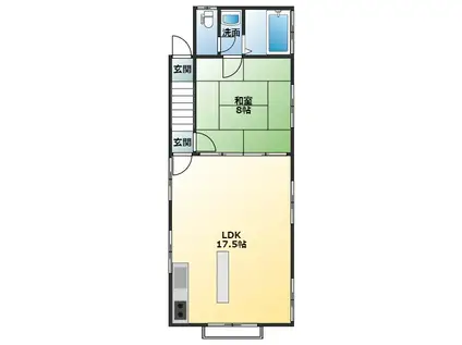 旭町1LDK(1LDK/2階)の間取り写真