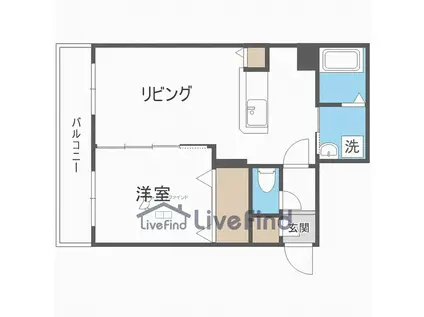 ラフィネ水車町(1LDK/1階)の間取り写真