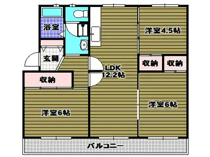 ヴィラナリー狭山9号棟(3LDK/3階)の間取り写真