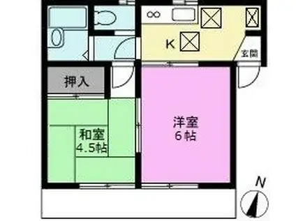 ドミール中村(2K/1階)の間取り写真