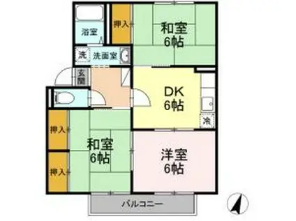 プレジール大和I(3DK/2階)の間取り写真