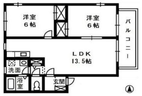 アイリー・ブランチ II(2LDK/2階)の間取り写真